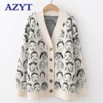 AZYT-Autumn-Winter-New-Comic-V-neck-Cardigan-Female-Jacket-2020-Knitwear-Sweater-Coat-Casual-Knit-Jacket-Sweater-For-Women