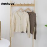 Aachoae-Solid-Color-Cardigan-Sweater-Women-Elegant-V-Neck-Knitted-Tops-Long-Sleeve-Casual-Cardigans-Autumn-Winter-Pull-Femme