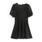 Aachoae-Women-Lace-Patchwork-Black-Mini-Dresses-Summer-Short-Sleeve-Solid-Casual-Dress-Female-Sexy-V-Neck-A-Line-Party-Dress