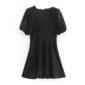 Aachoae Women Lace Patchwork Black Mini Dresses Summer Short Sleeve Solid Casual Dress Female Sexy V Neck A Line Party Dress