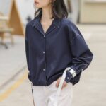 Aachoae-Solid-Notched-Collar-Chic-Blouse-Batwing-Long-Sleeve-Bandage-Shirt-Elastic-Waist-Pleated-Streetwear-Ladies-Tops-Camisas