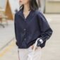 Aachoae Solid Notched Collar Chic Blouse Batwing Long Sleeve Bandage Shirt Elastic Waist Pleated Streetwear Ladies Tops Camisas