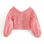 Aachoae-Women-Cotton-Plaid-Crop-Top-Blouse-Long-Sleeve-Off-Shoulder-Chic-Bodycon-Shirt-Sexy-Crossover-V-Neck-Stretchy-Short-Top