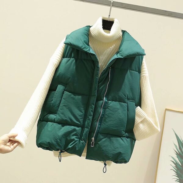 Lusumily 2020 Winter Women Vest Cotton Sleeveless Jacket Vest Waistcoat Yellow Warm Solid Vests Slim Pockets Women's Clothing