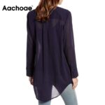 Aachoae-Long-Sleeve-Casual-Loose-Shirt-Women-Turn-Down-Collar-Office-Blouse-With-Pocket-Solid-Color-Ladies-Tops-Blusa-Mujer-2020