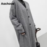 Aachoae-2020-Korean-Chic-V-Neck-Knitted-Dress-Women-Loose-Casual-Long-Sleeve-Sweater-Dressses-Elegant-Long-Dress-Vestidos