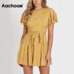 Aachoae-Vintage-O-Neck-Summer-Mini-Dress-Women-Floral-Print-Boho-Holiday-Dresses-Ruffles-Short-Sleeve-Casual-Bandage-Dress-Robes
