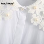 Aachoae-Women-Elegant-Lace-Patchwork-White-Cotton-Blouse-Fashion-Faux-Pearl-Beading-Tunic-Top-Puff-Short-Sleeve-Female-Shirts