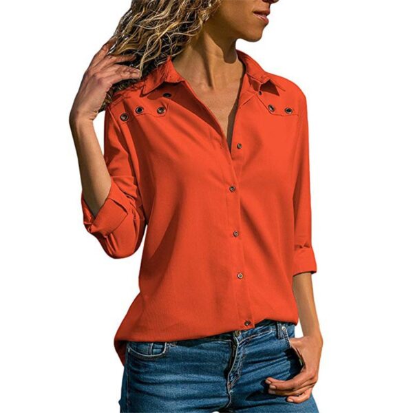 Aachoae Women Tops Blouses 2020 Spring Pure Long Sleeve Blouse Shirt Turn Down Collar Chiffon Blouse Office Shirts Blusas Camisa