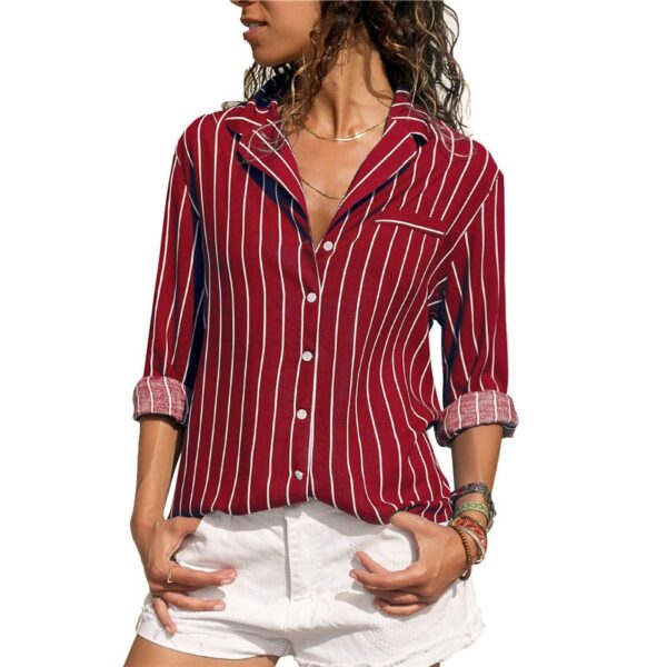 Aachoae Striped Blouse 2020 Womens Tops And Blouses Long Sleeves Ladies Long Sleeve Office Shirt Striped Shirt Plus Size Blusas